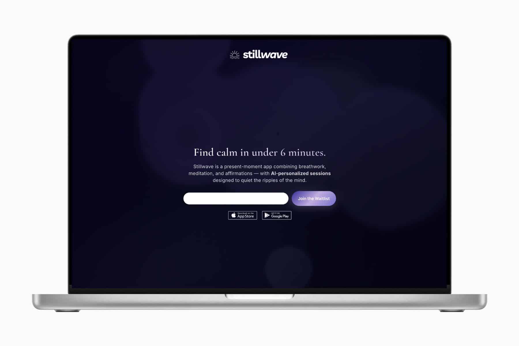 Screenshot of the Stillwave mindfulness app website