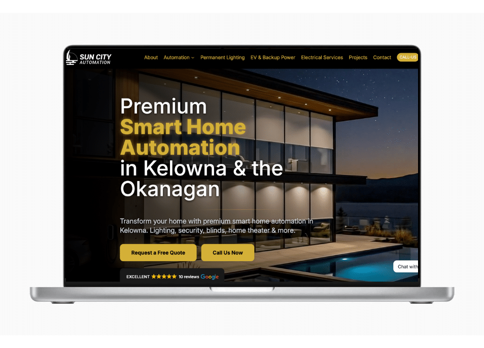 Screenshot of the Sun City Automation website